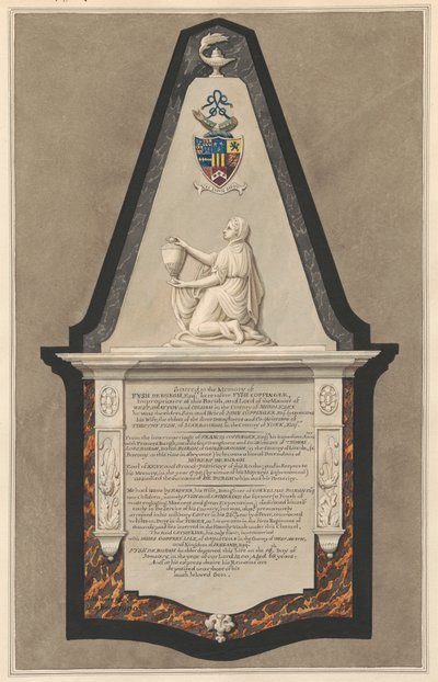 Memorial to Fysh Deburgh from Drayton Church by Daniel Lysons