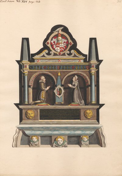 Memorial to Giles Breame from East Ham Church by Daniel Lysons