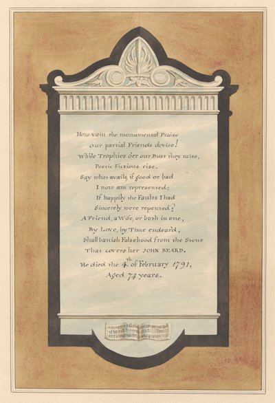 Memorial to John Beard from Hampton Church by Daniel Lysons