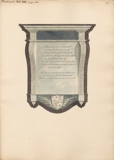 Memorial to John William from Harlington Church by Daniel Lysons
