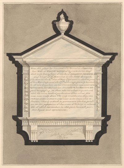 Memorial to Mrs. Martha Whish, from Stanwell Church by Daniel Lysons