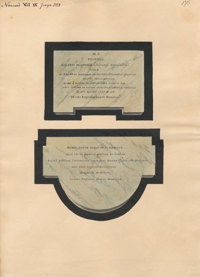 Memorial to Richard Blundell from Norwood Church by Daniel Lysons