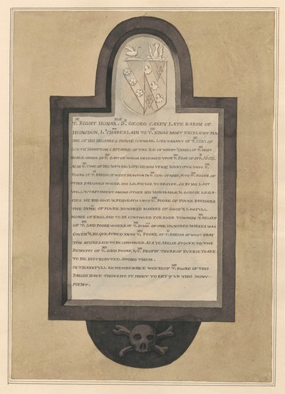 Memorial to Sir George Carey from Drayton Church by Daniel Lysons