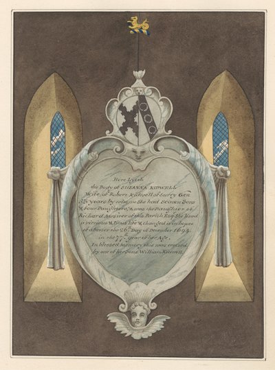 Memorial to Susannah Kidwell from Norwood Church by Daniel Lysons