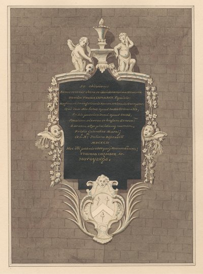 Memorial to Thomas Chamber from Hanworth Church by Daniel Lysons