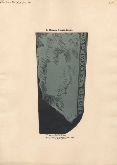 Piece of a Tombstone from Barking Church, Essex by Daniel Lysons