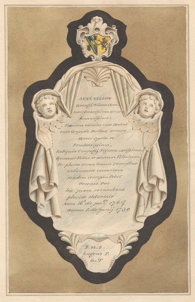 The Environs of London, Vol.II: Memorial to Anna Tilson from Hampton Church by Daniel Lysons