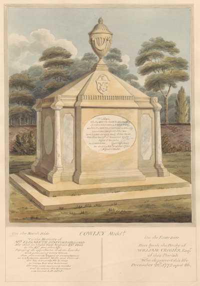 Tomb of Mrs. Elizabeth Stafford Hilliard, Elizabeth Grosier, Gregory Grosier and William Grosier by Daniel Lysons