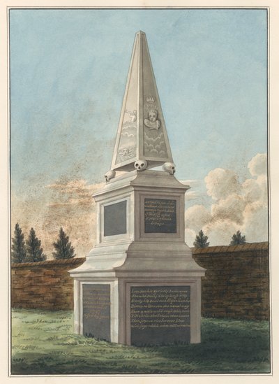 Tomb of Nathaniel Wickham, from West Ham Churchyard by Daniel Lysons