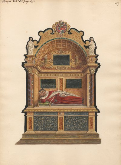 Tomb of Sir Edward Fennen of Hayes from Hayes Church by Daniel Lysons