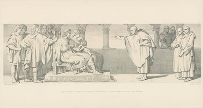Hugues Maigrot, a Monk, has Audience of King Harold, to propose conditions from Duke William by Daniel Maclise