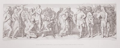Morcar, elected Earl of Northumbria, in place of Tostig, Harold mediates with the Nuncois of the election by Daniel Maclise