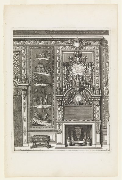 Design for a Chimney Wall with Lacquered Panels and Porcelain by Daniel Marot