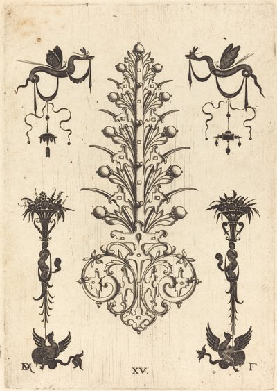 Hyacinth-Shaped Brooch with Winged Snakes at Top and Winged Animals at Bottom by Daniel Mignot