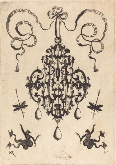 Large Pendant, Lower Left and Right Two Creatures of the Sea by Daniel Mignot