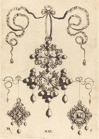 Pendant with Wheel at Centre, Surrounded by Four Table-Stones by Daniel Mignot
