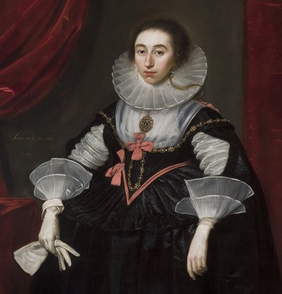 Detail of portrait of Elizabeth Cavendish, 1624 by Daniel Mytens