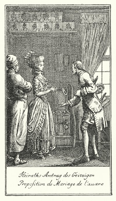 Marriage Proposal of the Miser by Daniel Nikolaus (after) Chodowiecki