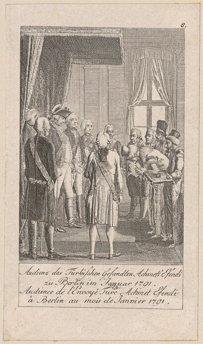 Audience of the Turkish Envoy, Sheet 8 of the Series "Older, Middle and Newer History" by Daniel Nikolaus Chodowiecki