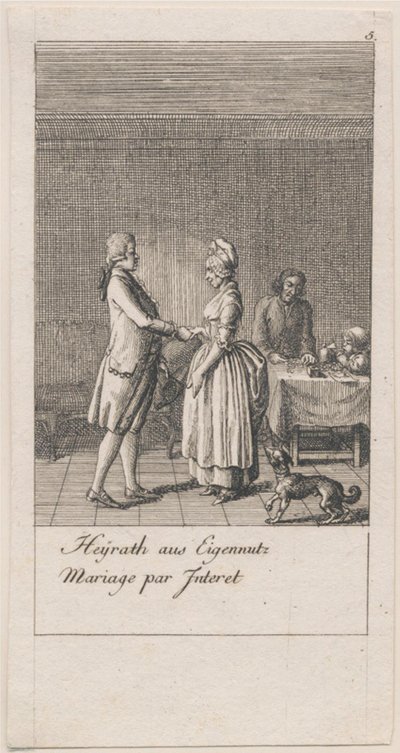 Motives for Marriage and Their Consequences. Plate 5 by Daniel Nikolaus Chodowiecki