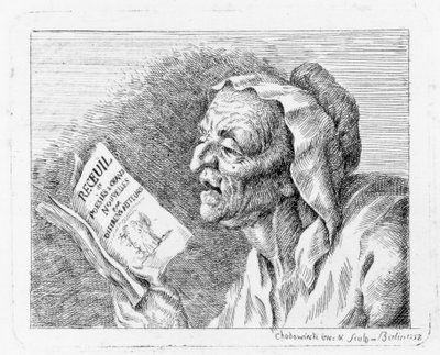 Bust of a Reading Old Woman by Daniel Nikolaus Chodowiecki