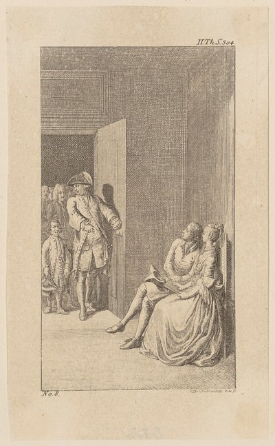 Bunkel is Surprised by Irish Noblemen During a Conversation with Miss Spence, Plate 13 from "Life Remarks and Opinions of Johann Bunkel" by Daniel Nikolaus Chodowiecki