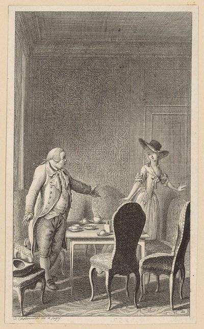 Clarisse Escapes Her Disgusting Suitor Solmes by Daniel Nikolaus Chodowiecki