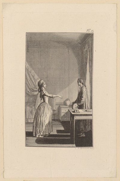 Clarisse Accuses Lovelace of Helplessness, Dishonor, and Theft of All Peace and Virtue by Daniel Nikolaus Chodowiecki