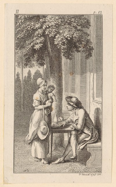 Gertrud with Her Youngest Child in Her Arms at Junker Arner by Daniel Nikolaus Chodowiecki
