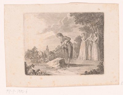 Mr. de Vollange Playing His Guitar, While Three Ladies Listen on the Right by Daniel Nikolaus Chodowiecki