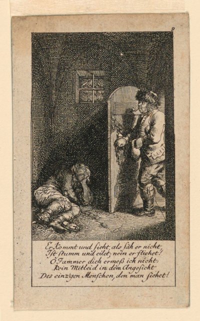 The Jailbird, Illustration for "Königl: Grosbrit Genealogical Calendar for the Year 1780 Lauenberg by J.G. Berenberg" by Daniel Nikolaus Chodowiecki