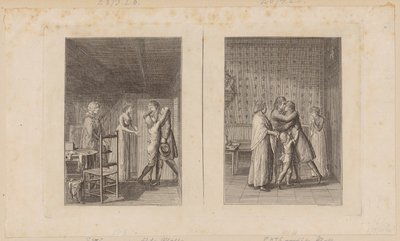 Father Went Bankrupt [left]; Farewell to Ludwig [right] by Daniel Nikolaus Chodowiecki