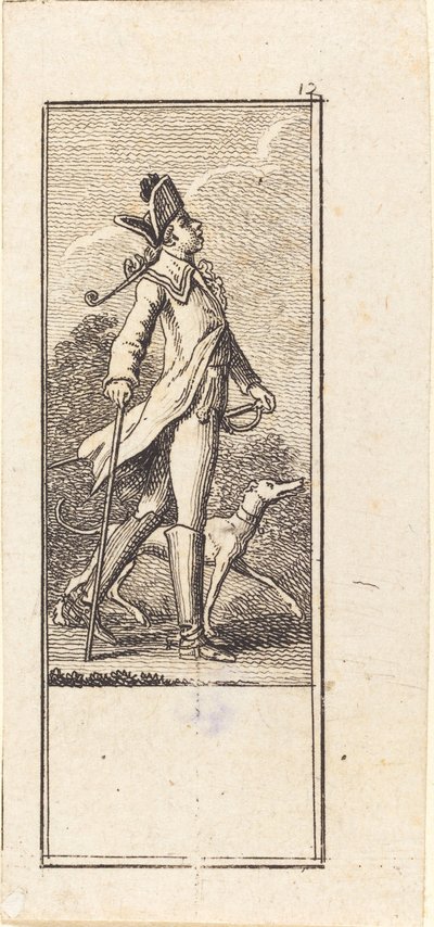 Young Man with Sword, Cane and Dog by Daniel Nikolaus Chodowiecki