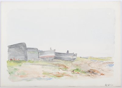 Fishing Cobles, Holy Island, 1895 by Daniel Oliver