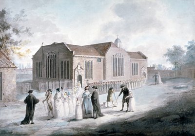 A procession of schoolchildren entering Broadway Chapel, Westminster, London by Daniel Orme