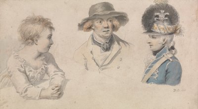 Character Studies: A Child, A Man in a Hat, Military Officer by Daniel Orme