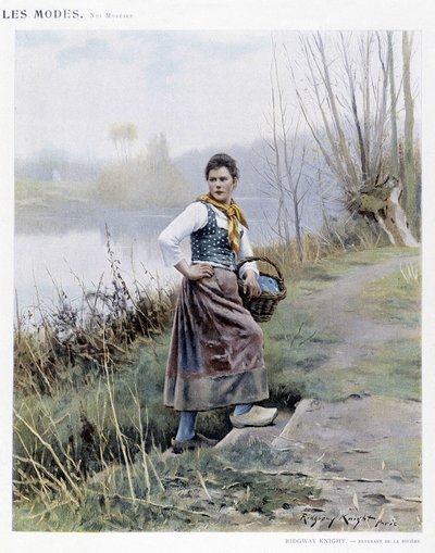 Woman returning from the river by R. Knight, circa 1905 by Daniel Ridgway Knight