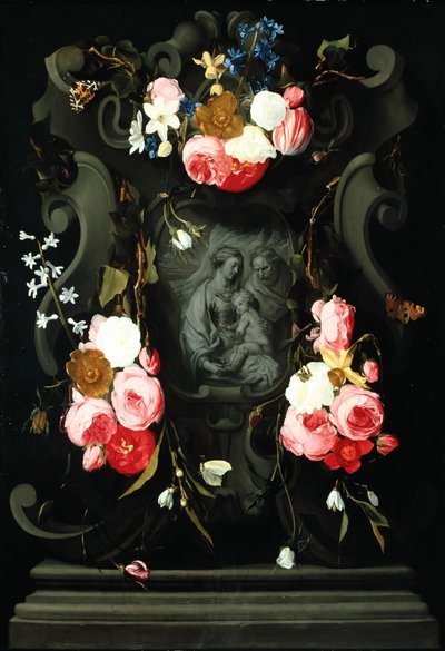Flower Garland with the Holy Family by Daniel Seghers