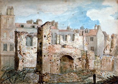 Ruins of a fire-damaged building in Bear Yard, Westminster, London, 1809 by Daniel Thorn