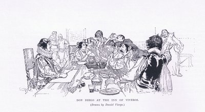 Don Diego at the Inn of Viveros, from The Magazine of Art 1893, Cassell and Company by Daniel Urrabieta Vierge