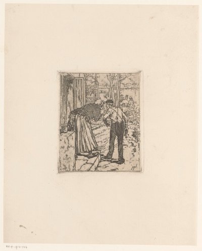 Staff Talking in Front of a House by Daniel Urrabieta Vierge