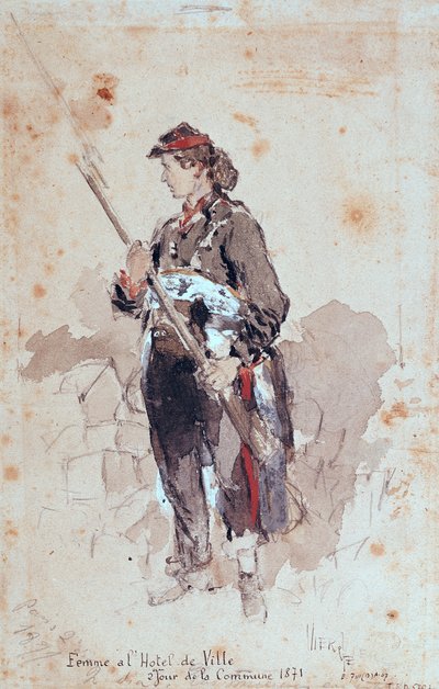 Woman at the Hotel de Ville, Second Day of the Paris Commune, 1871 by Daniel Urrabieta Vierge
