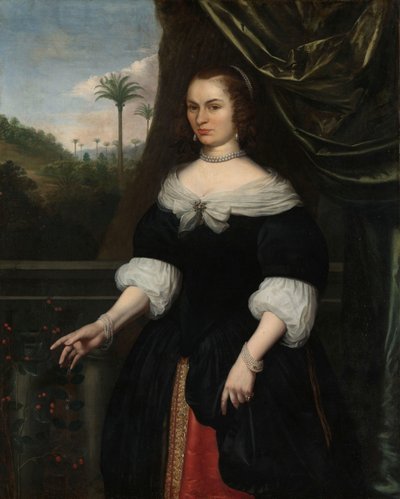 Portrait of Dina Lems, Wife of Jan Valckenburgh by Daniel Vertangen (signed by artist)
