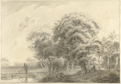 Landscape with a Neoclassical Style Country House in the Background by Daniël Kerkhoff