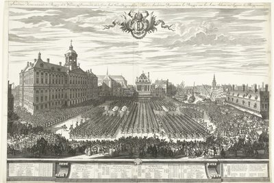 Militias on the Dam during the Amsterdam Fair, 1686 by Daniël Marot (I)