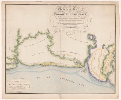Part of a Map of Suriname by Daniël Veelwaard (I)