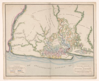 Part of a Map of Suriname, General Map of the Colony of Suriname, Mainly Showing the Current Cultivation of the Colony by Daniël Veelwaard (I)