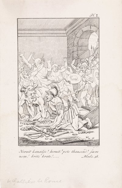Soldiers and Men with Hides (title on object: Gauls in Rome) by Daniël Veelwaard (I)