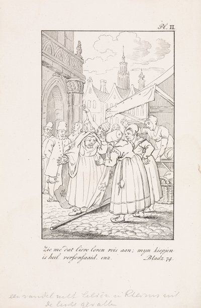 Women at a Market Stall with a Flag with French Lilies by Daniël Veelwaard (I)