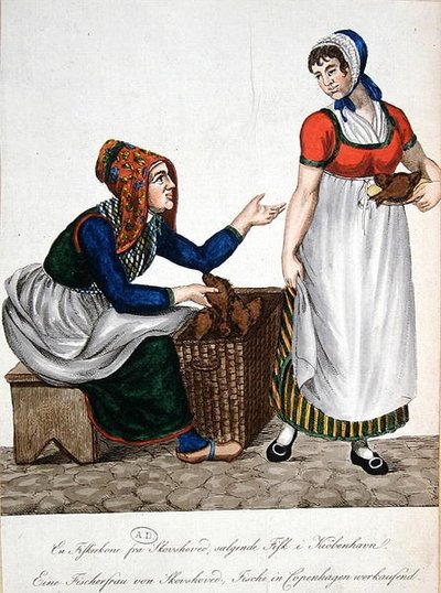 Fishwife from Skovshoved Selling Fish in Copenhagen by Danish School